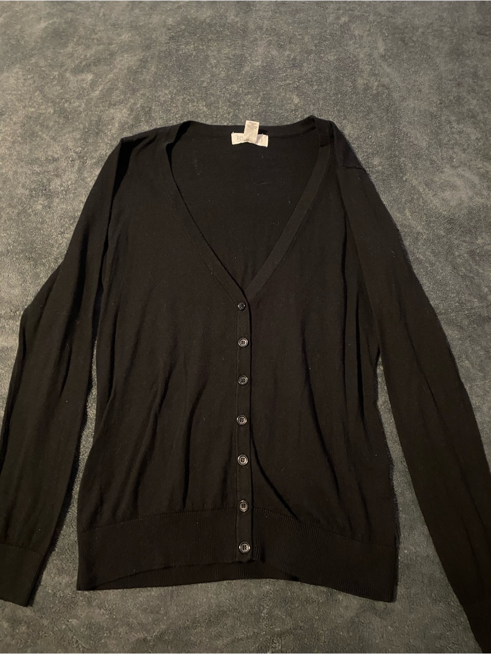 Forever 21 Black V-Neck Button Cardigan